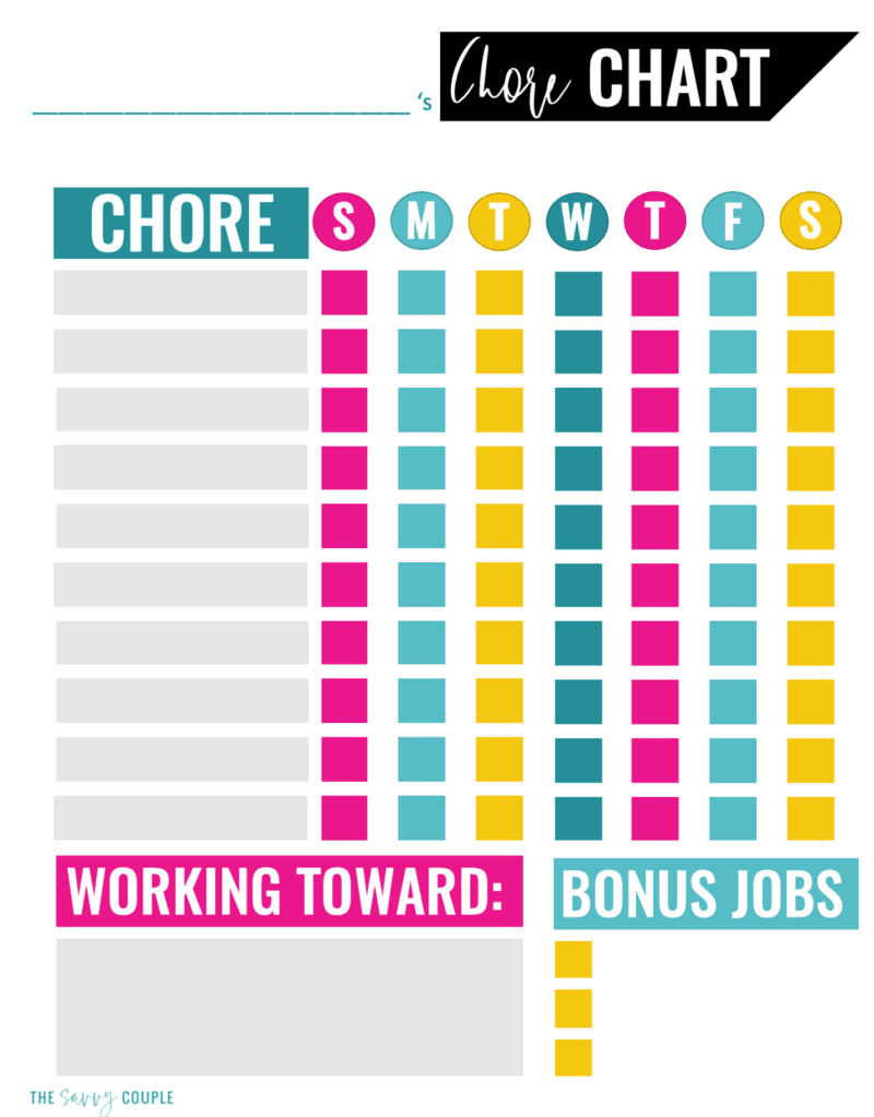 15 Free Printable Chore Charts For Kids Get Organized