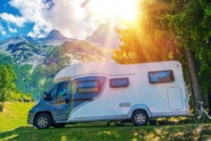 Rent your rv Camper Camping. Class B European Style Motorhome Caravan. Camper Van Trip. Summer RV Adventure.
