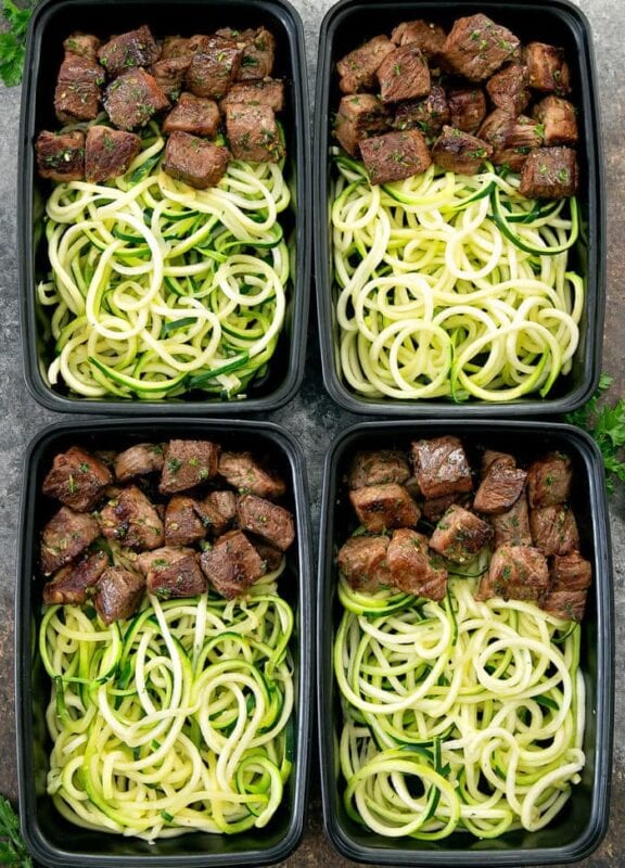 41 Healthy Meal Prep Ideas You Need This Week 36 Garlic Butter Steak Bites With Zucchini Noodles Meal Prep
