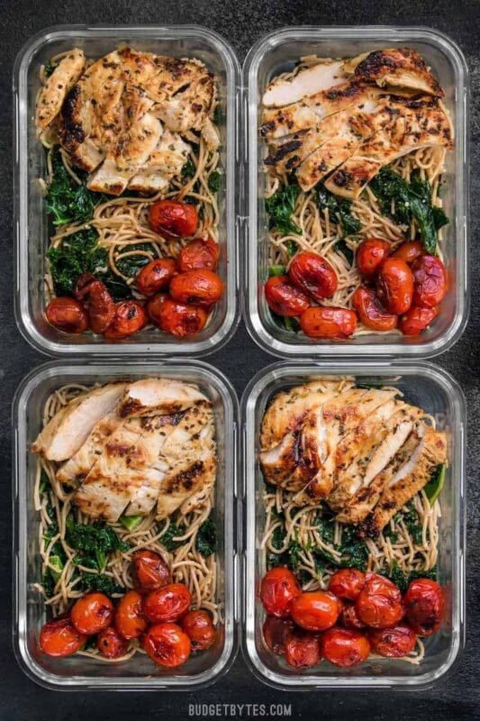 41 Healthy Meal Prep Ideas You Need This Week 29 Garlic Parmesan Kale Pasta Meal Prep
