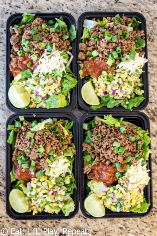 41 Healthy Meal Prep Ideas You Need This Week 37 Meal Prep Taco Salad Lunch Bowls