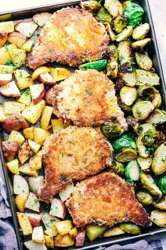 41 Healthy Meal Prep Ideas You Need This Week 34 Sheet Pan Crispy Cheddar Pork Chop