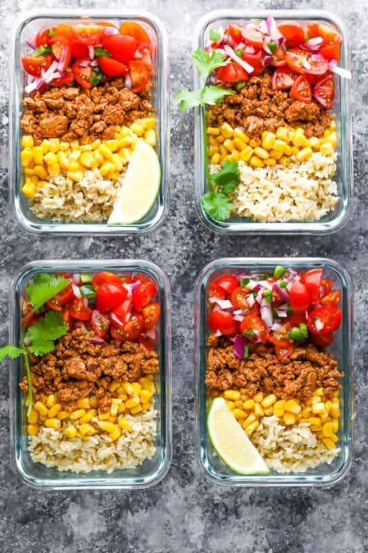 41 Healthy Meal Prep Ideas You Need This Week 22 Turkey Taco Lunch Bowls