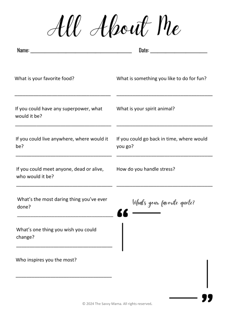 Free All About Me Worksheet Collection: Icebreakers For Kids