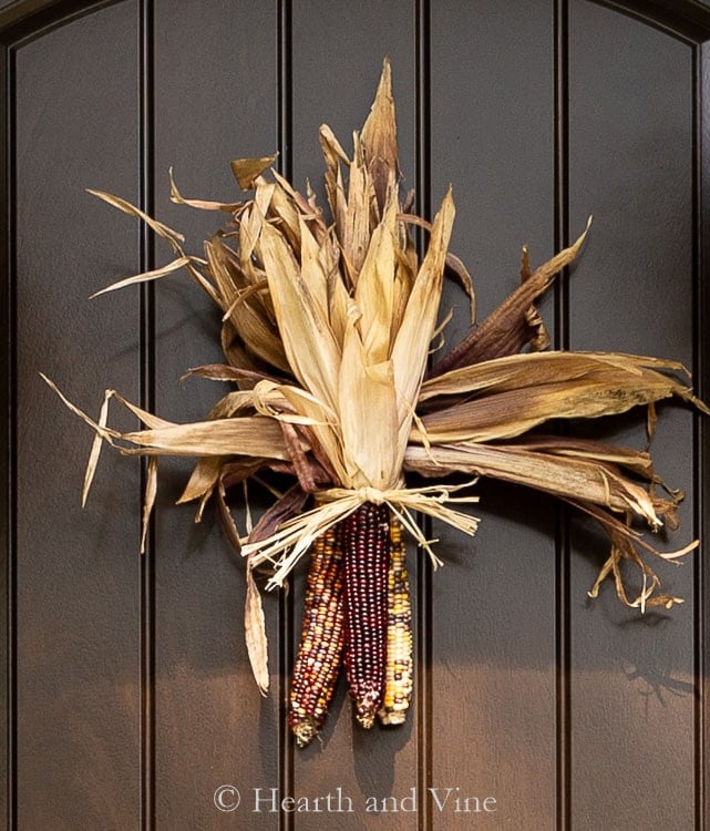 Indian corn hung on door