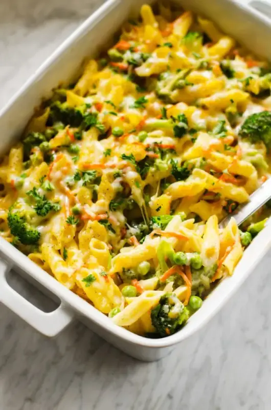 A creamy, cheesy mac and cheese packed with veggies for a nutritious twist on comfort food.