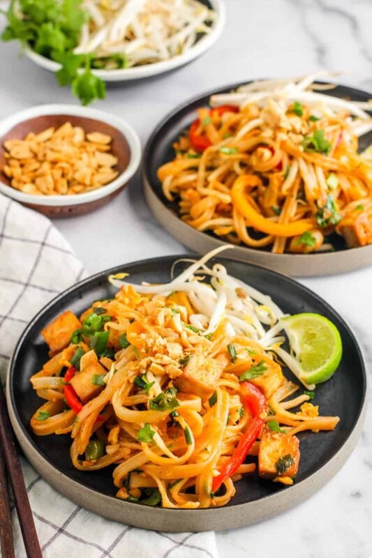A fresh and vibrant Pad Thai loaded with colorful veggies, tossed in a sweet and tangy sauce. 