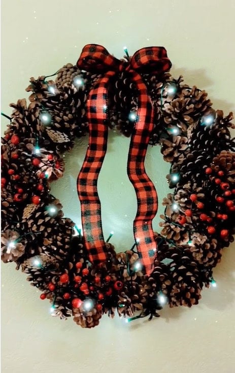 Pinecone and berry wreath