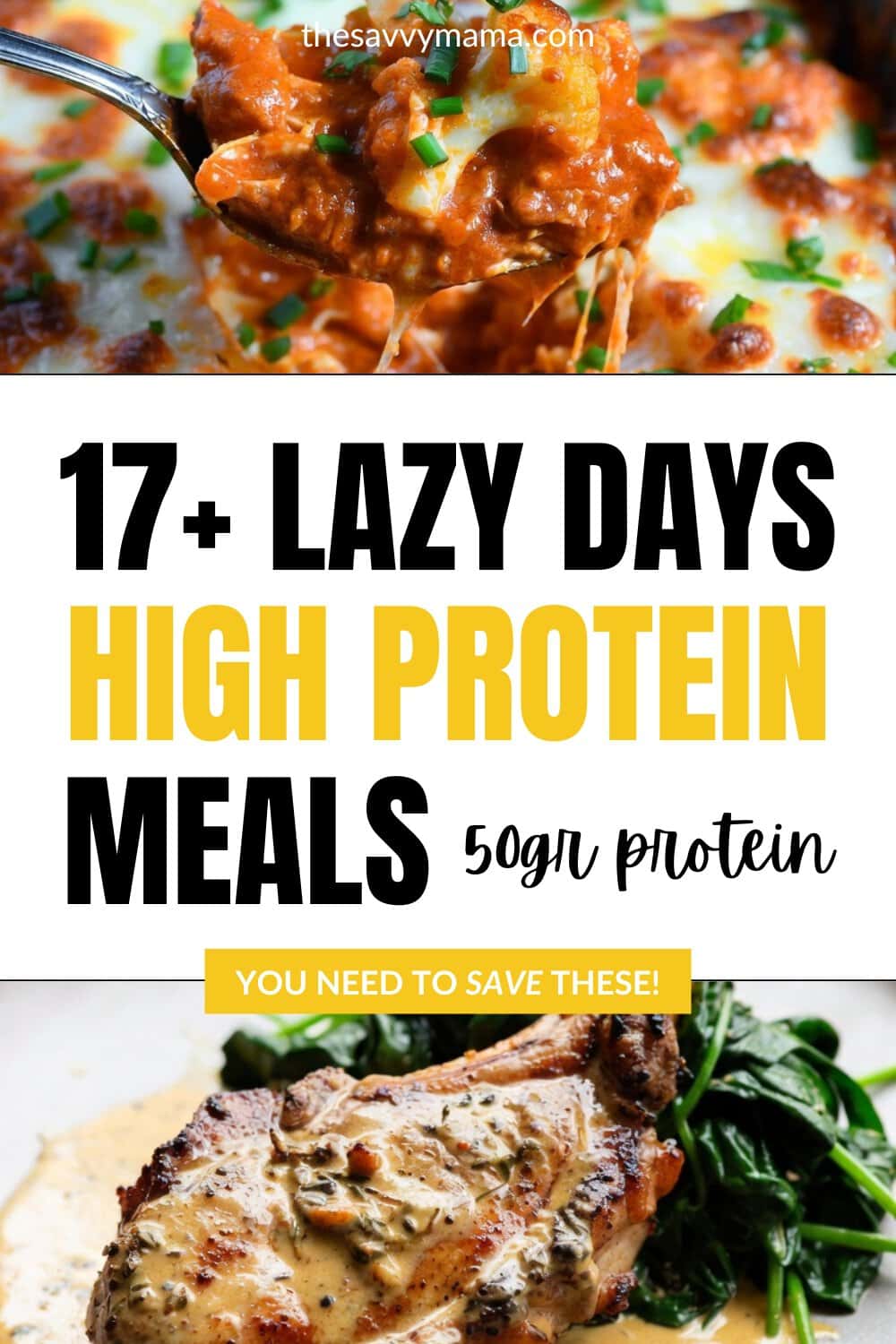 Pinterest Pin for 17 Lazy Day High Protein Meals